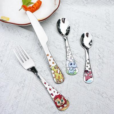 Animal Dibujo Animado Lindo Tenedor Acero Inoxidable Cuchara Tenedor Infantil Niños Set de Cubiertos Vajilla Suministros Regalo