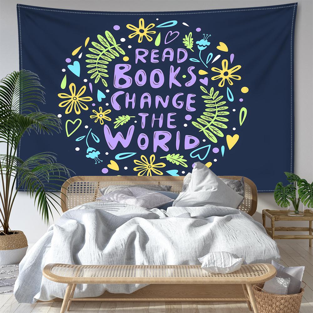 

Вдохновляющие цитаты, книги, гобелены, настенные простые мультяшные растения с буквами, богемный современный стиль, домашний декор для комнаты 95x73CM