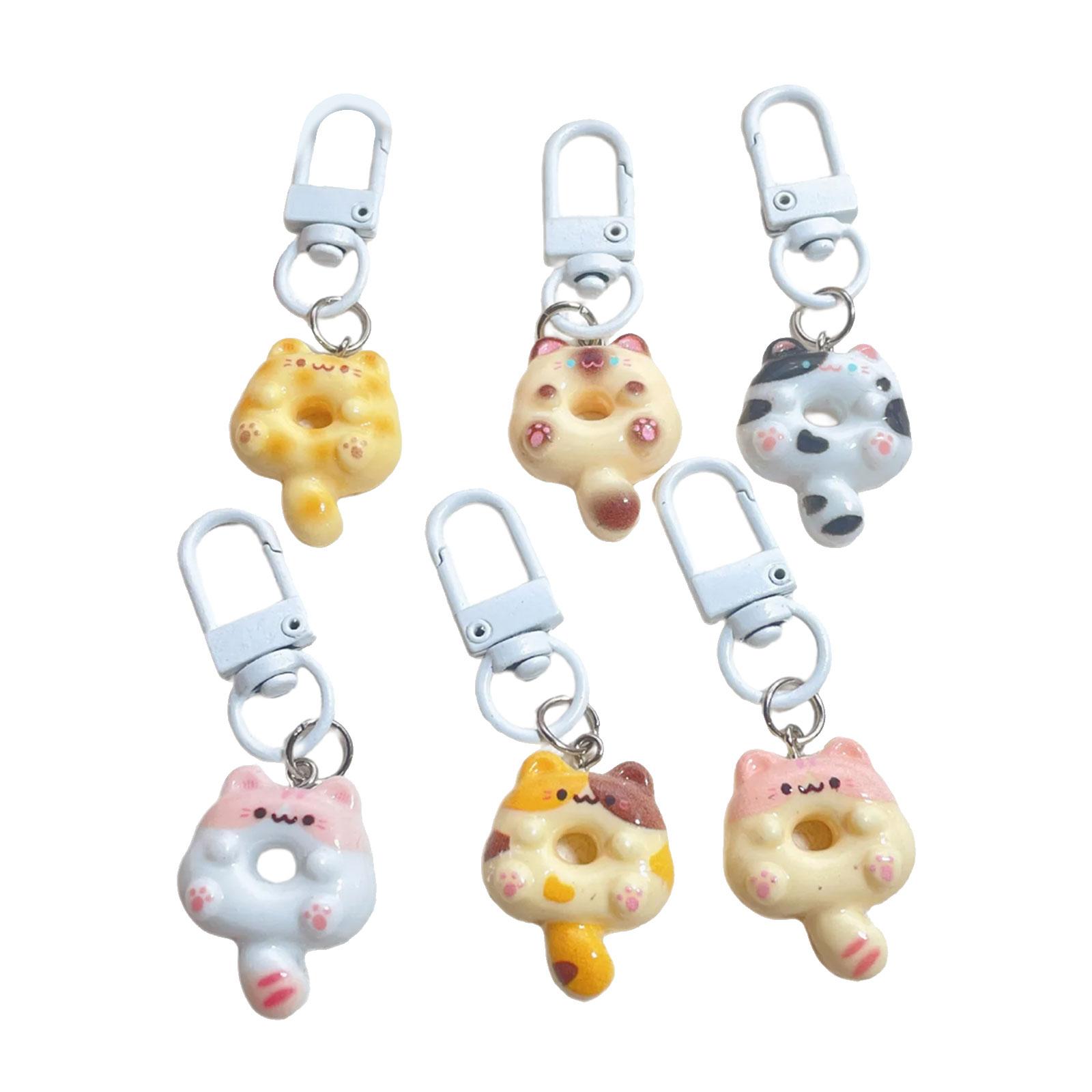 

Набор из 6 уникальных украшений для телефона, кошки, аксессуары для сумки, модный брелок для ключей, текстура смолы, подходит для художественных экспозиций 1