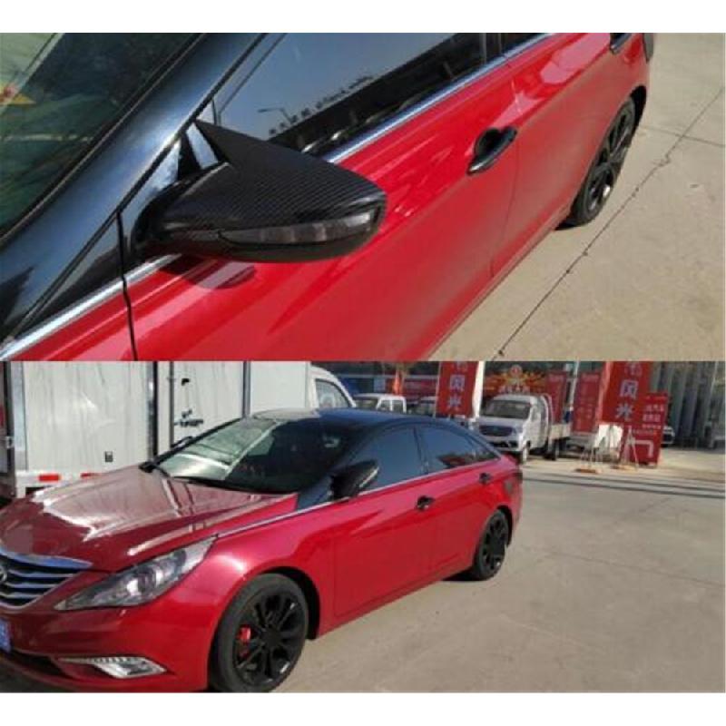 Carbon Fiber Style Ox Horn Rear View Mirror Cover Trim For Hyundai Sonata 11-14