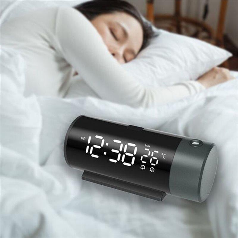 Premium-USB Projection Alarm Clock With Temperature Display Double Alarms And USB Rechargeable For Phone Charging Functi