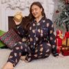 Women's Plus Size Cross-Border Fashion Pajama Set with Lapel Cardigan and Long Pants - Christmas Autumn Winter Collection