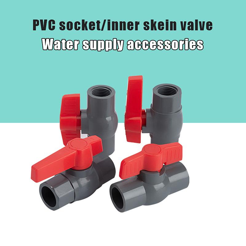 20~50mm Grauer PVC-Rohrgewindeverbinder Direkter Winkelstück T-Stück Bewässerungsverbinder Wasserversorgungsrohradapter Aquarium-Tank-Verbinder Kugelhahn