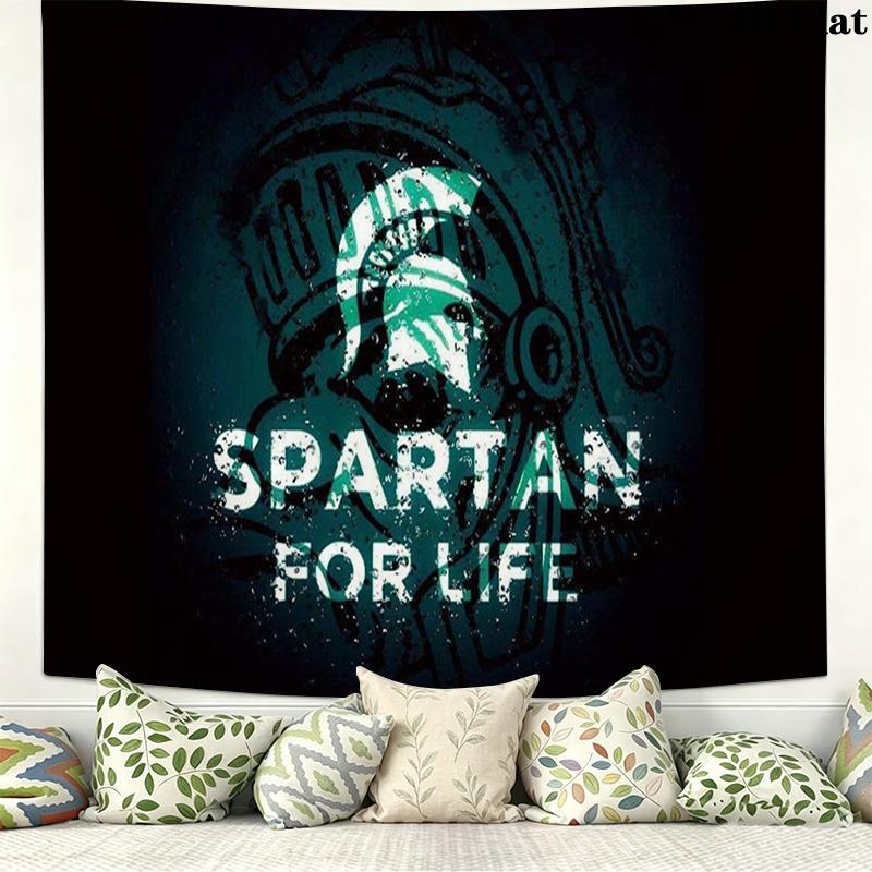 Michigan State Spartans football Wall Tapestry Aesthetic Wall Hanging Printed Fabric Blanket Decorative Tapestries for Bedroom Living Room Home Decor