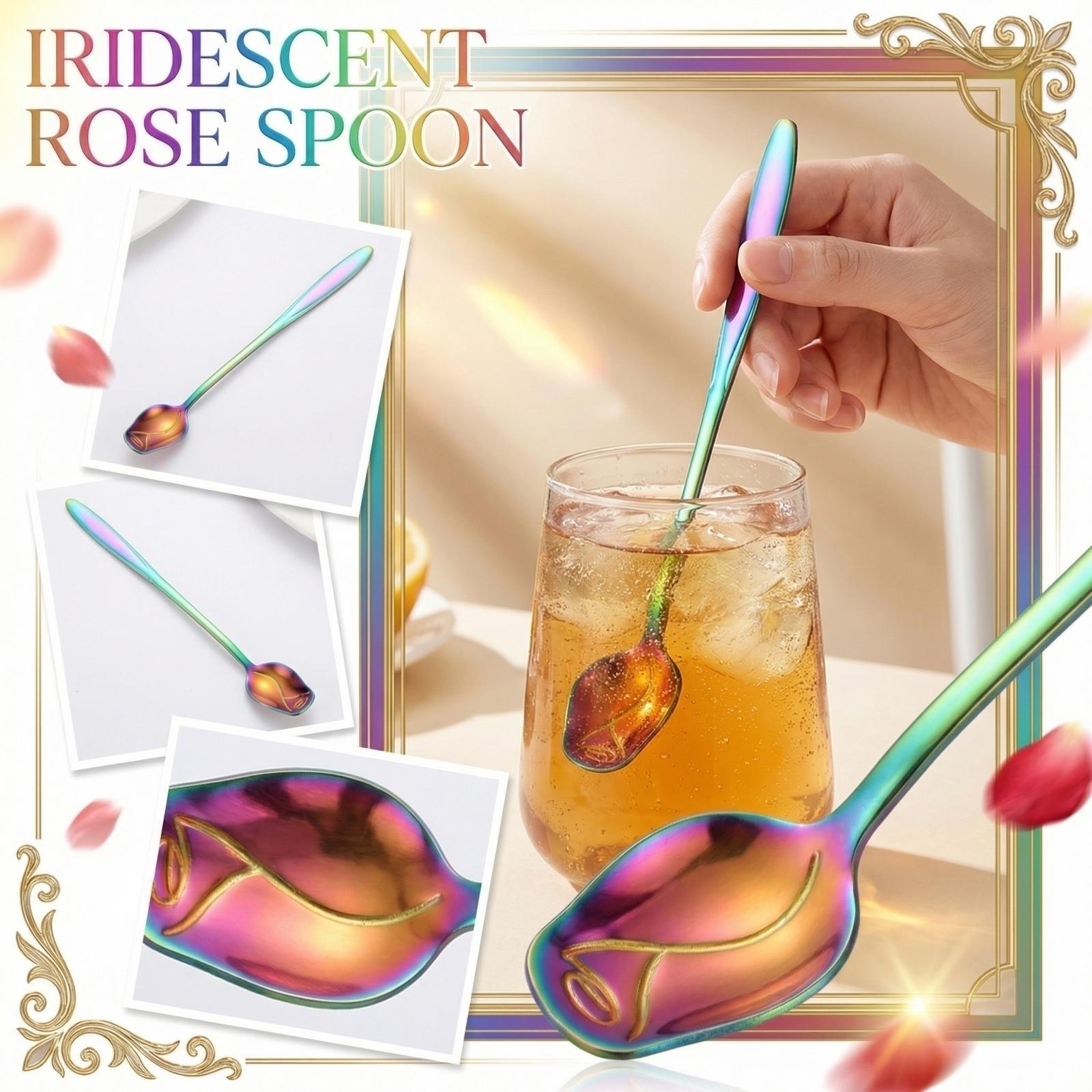 Home Stainless Steel Creative Rose Spoon Mixing Spoon One Size