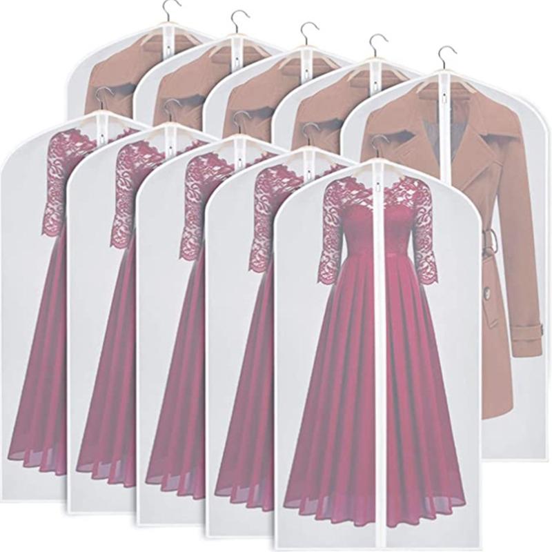 10Pcs Set Breathable Clothes Protector Bags With Zippered Convenient for Seasonal Storage of Suits and Dresses