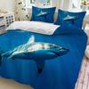 3pcs Shark Print Bedding Set - Blue Ocean Theme for Bedroom Decor Polyester Machine Washable All-Season Comfort Machine Washable