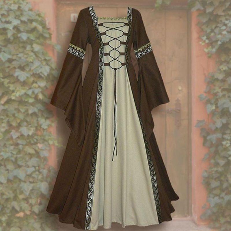 Vintage Gothic Renaissance Dress With Long Sleeves For Women's Cosplay Costume
