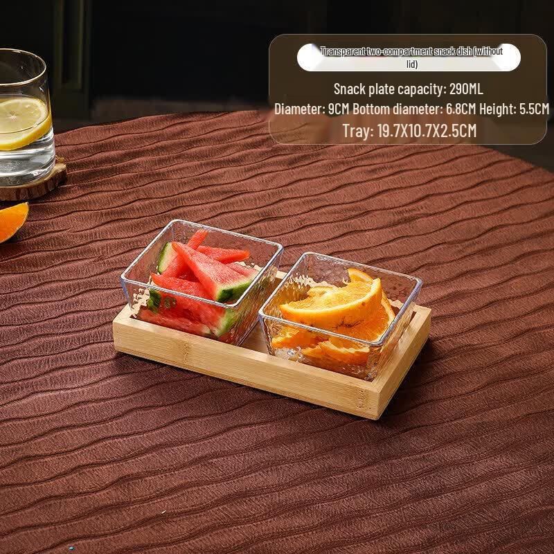 Qiwei Acrylic Divided Snack Plate with Lid