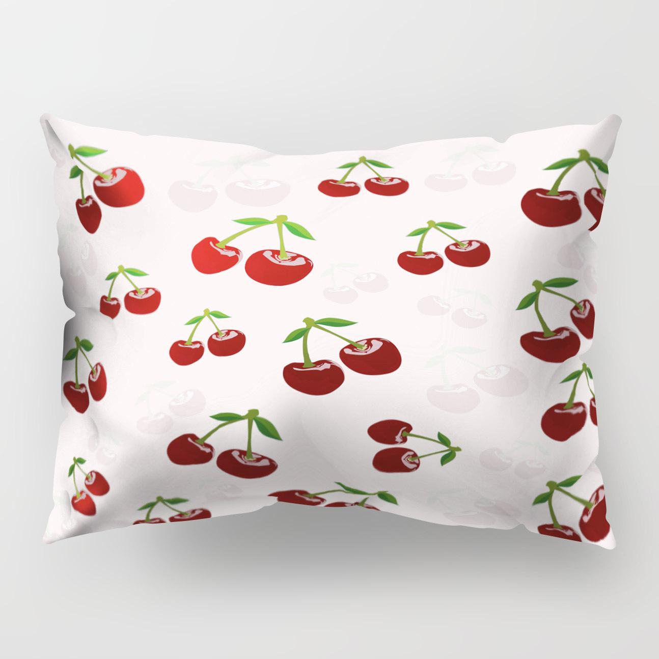 

Ins Fruit Cherry Pattern Pillowcase Single Sided Polyester Pillowcase Simple Cute Car Waist Pillowcase Cushion Cover 50 * 30Cm without core