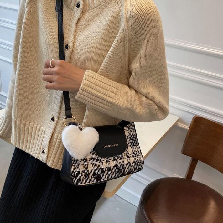 Damen Große Kapazität Ein-Schulter-Tasche Karomuster Umhängetasche Bürodamen Farbpassend Lässige Einkaufstasche