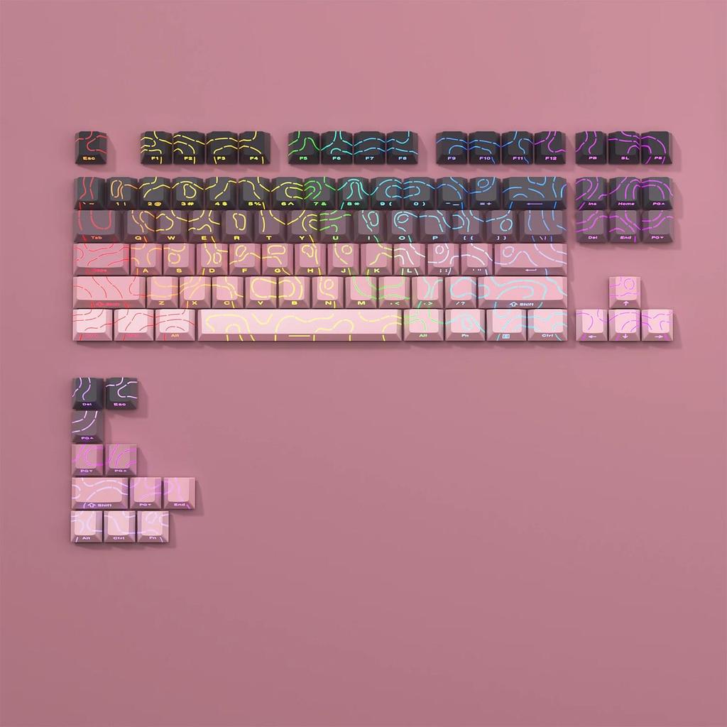 New Topographic Keycaps 4.0 Version Shine Through 98 Key PBT Cherry Profile Side Print Backlit for MX Gamer Mechanical Keyboard 3