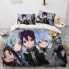 Sword Art Online Bedding Set Anime Duvet Covers King Queen Double Twin Size Adults Kids Bed Linens Single Double Size Decor Home