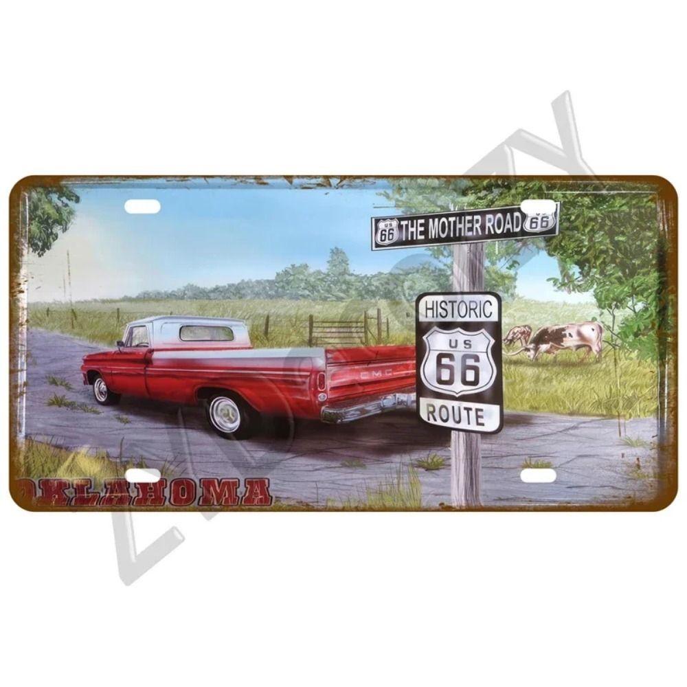 Vintage Route 66 Cars Metal Tin Sign Bar Club Tire Shop Decor
