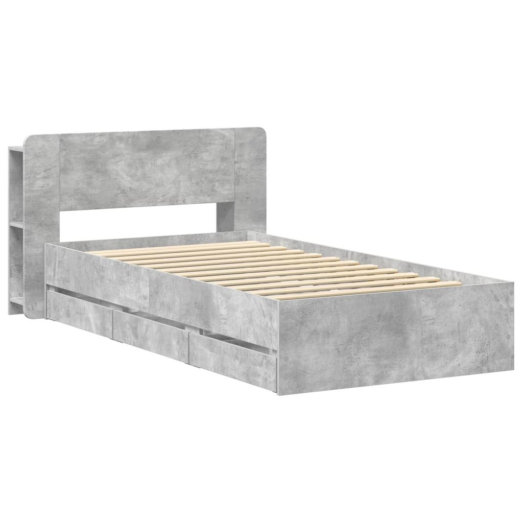 Bed Frame with Storage Space Concrete Grey 80 x 200 cm Wood Based Material