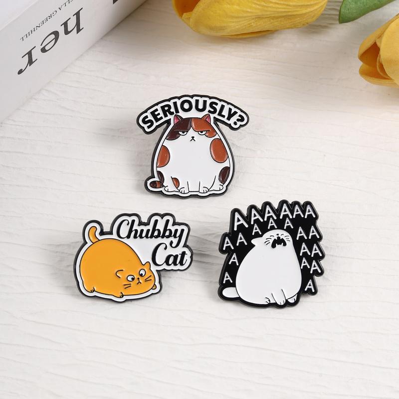 Xiaomi Chubby Tabby Cat Seriously Enamel Pin Screaming White Cat Mouth Wide Open AAAAAA Brooch Bag Lapel Badge Jewelry Gift for Friends