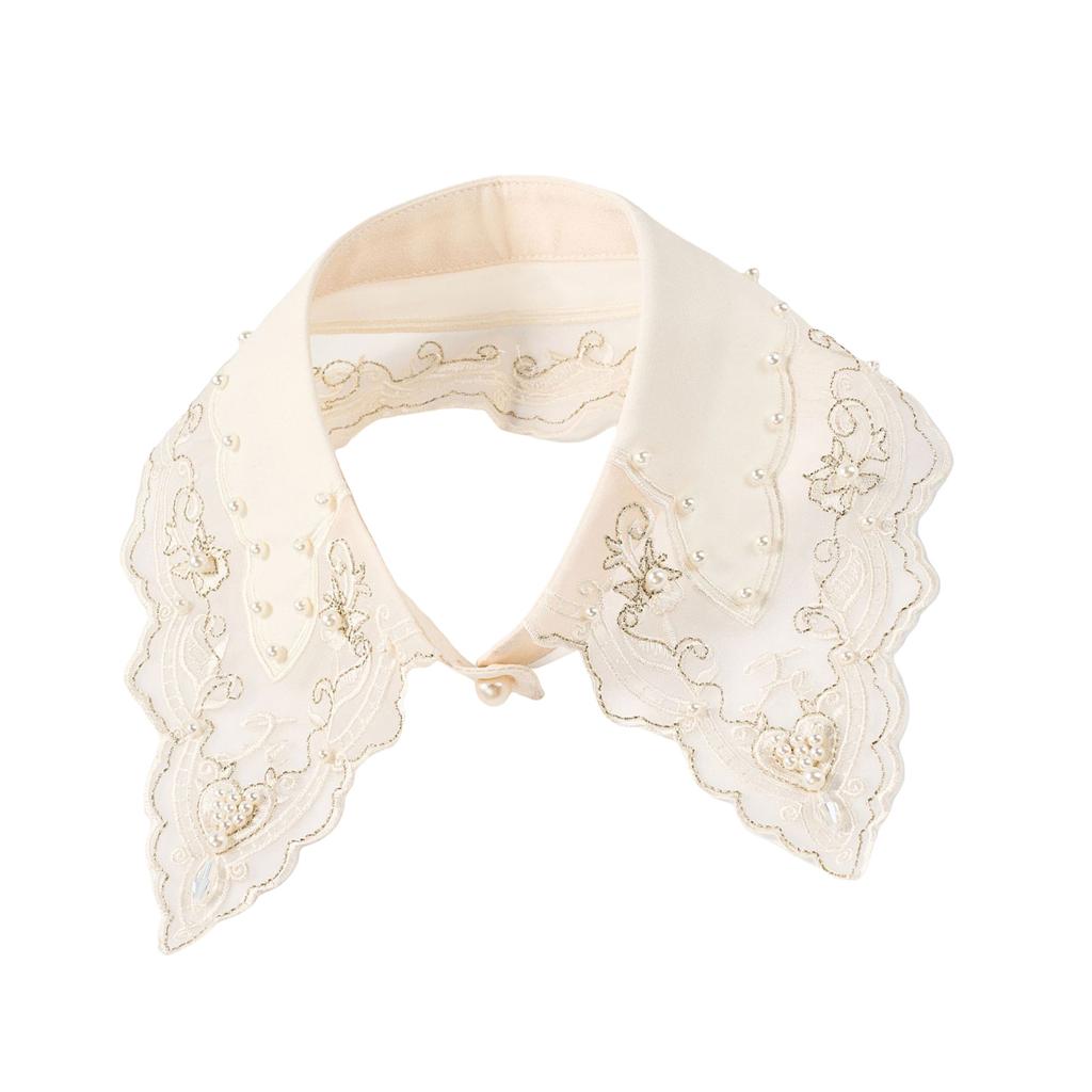 Eleganter Falscher Kragen Mit Stickerei Und Schimmernden Perlen Weiches Polyester Abnehmbares Kleidungszubehör