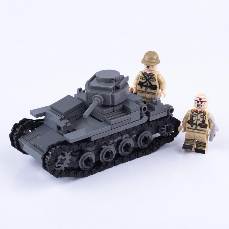Compatible Tank Model Weapon Military Base War Scene Soldier Small Particle Building Block Assembly