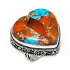 Anello in Argento Sterling 925 con Gemma di Ostrica Spinosa Naturale Misura 8 ETC-13897