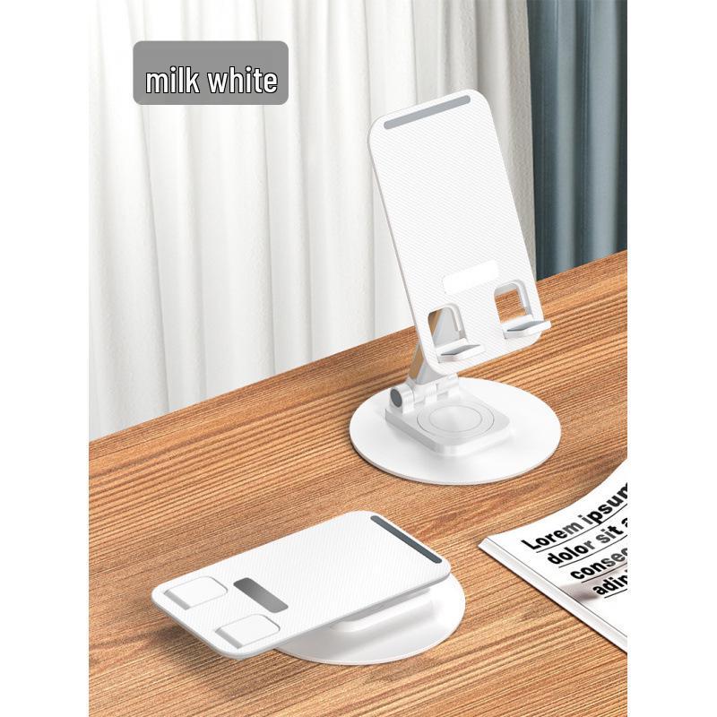 Gold Metal Folding Rotating Desktop Phone Stand - Adjustable, Portable Holder for Live Broadcasts
