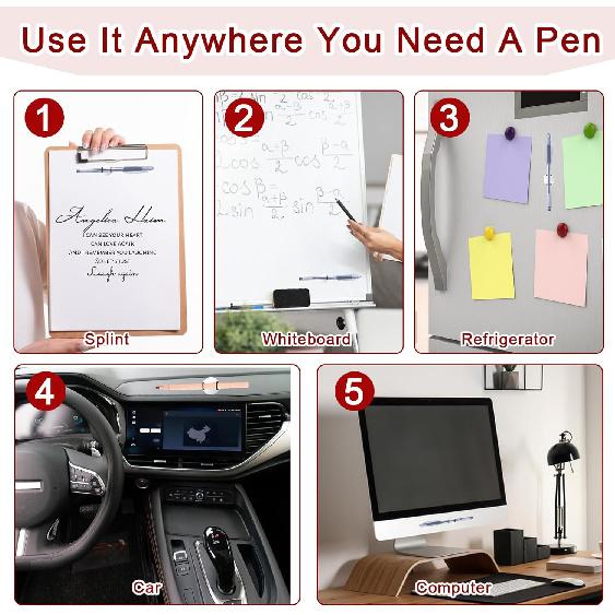 Jeffdad Magnetic Pen Pencil Holder - 4 Pcs Silicone Adjustable Holder for Refrigerator, Whiteboards, Office White Pen Holder (Black)