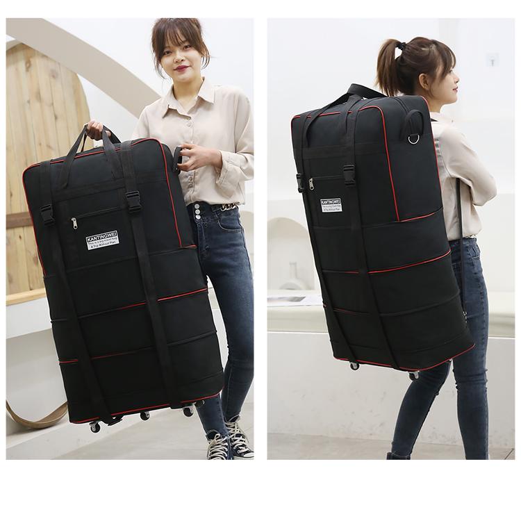 158L Aviation Large Capacity Rolling Travel Bag - Foldable Wheeled Luggage Storage, Oxford Cloth