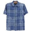 RRL Men's Cotton and Linen Checkered Shirt, Blue, Size M tops M blueUsed