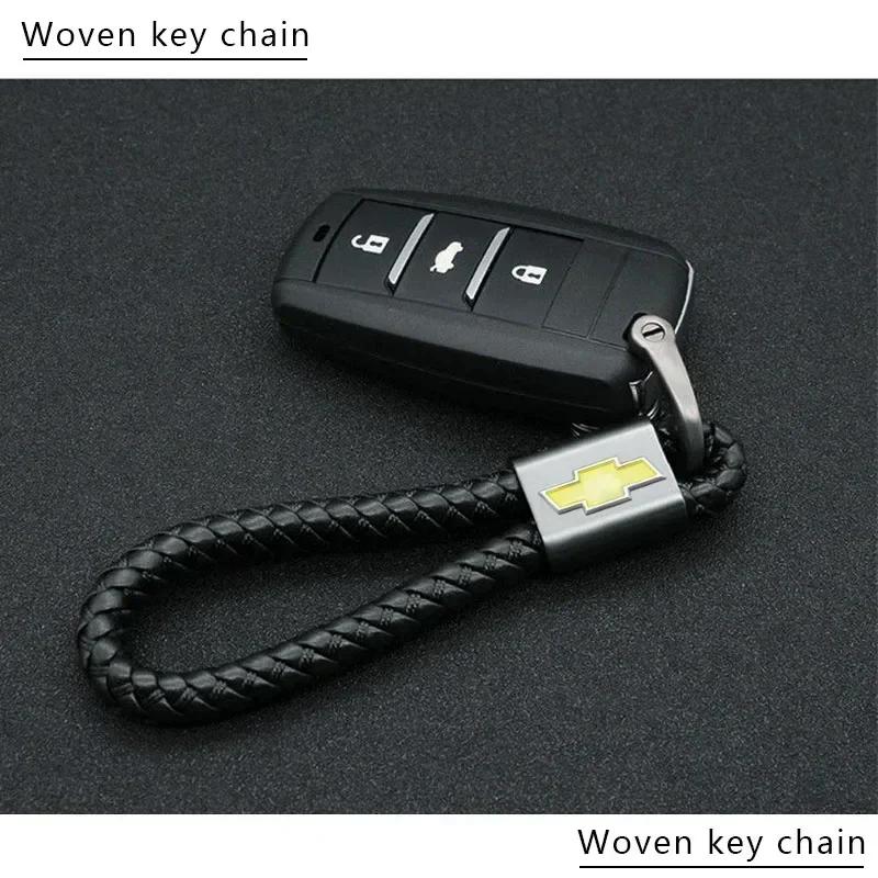 CTVWZ1 Car Braided Rope Keyring Metal Keychain Car Accessories For Chevrolet Cruze Lacetti Captiva SS Z71 Equinox Trax Impala Spar