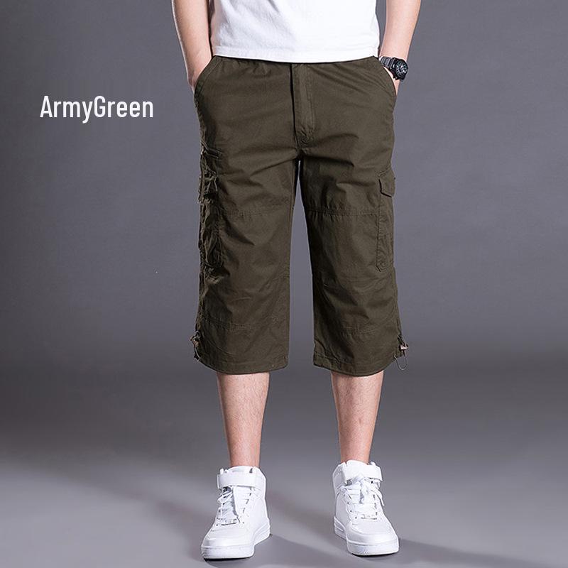 Men's Summer Loose Cargo Capri Pants - Plus Size, Multi-pocket, Mid-length, Outdoor Sports Casual Shorts