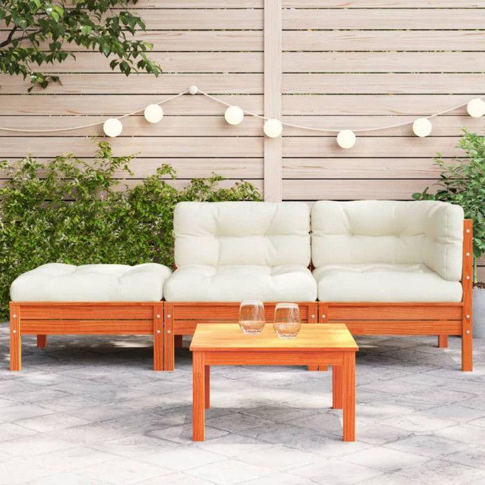 VidaXL Canapé de jardin avec coussins et repose-pied 3 places 838174