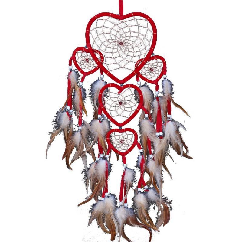 Large Dream-Catcher Wind Chime, Heart Shaped, Bedroom Wall Hanging, Bohemia Decoration, Feather Ornament, Hand Woven Crafts
