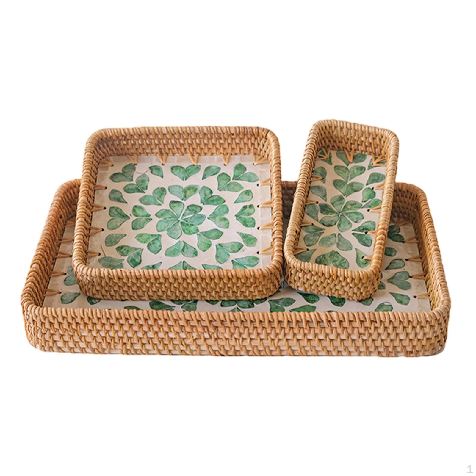 

Набор из 3 корзин для хранения из ротанга, органайзер для кухни, плетеные фрукты для кладовой Love leaves