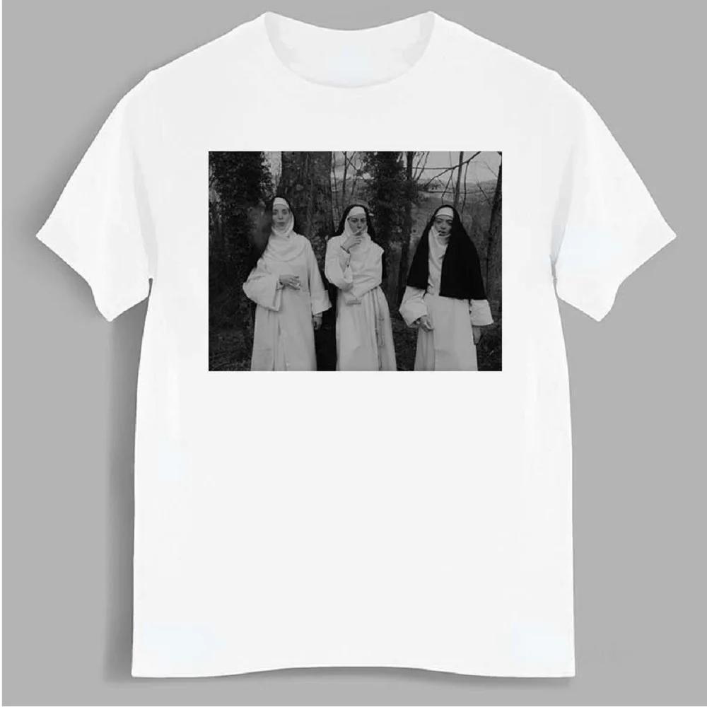 Contrast Nun Smoking Drink HOT Print Summer Unisexs ONeck Tshirt Casual Cotton Short Sleeve Pullover Fashion Trend Unisex Clothing S