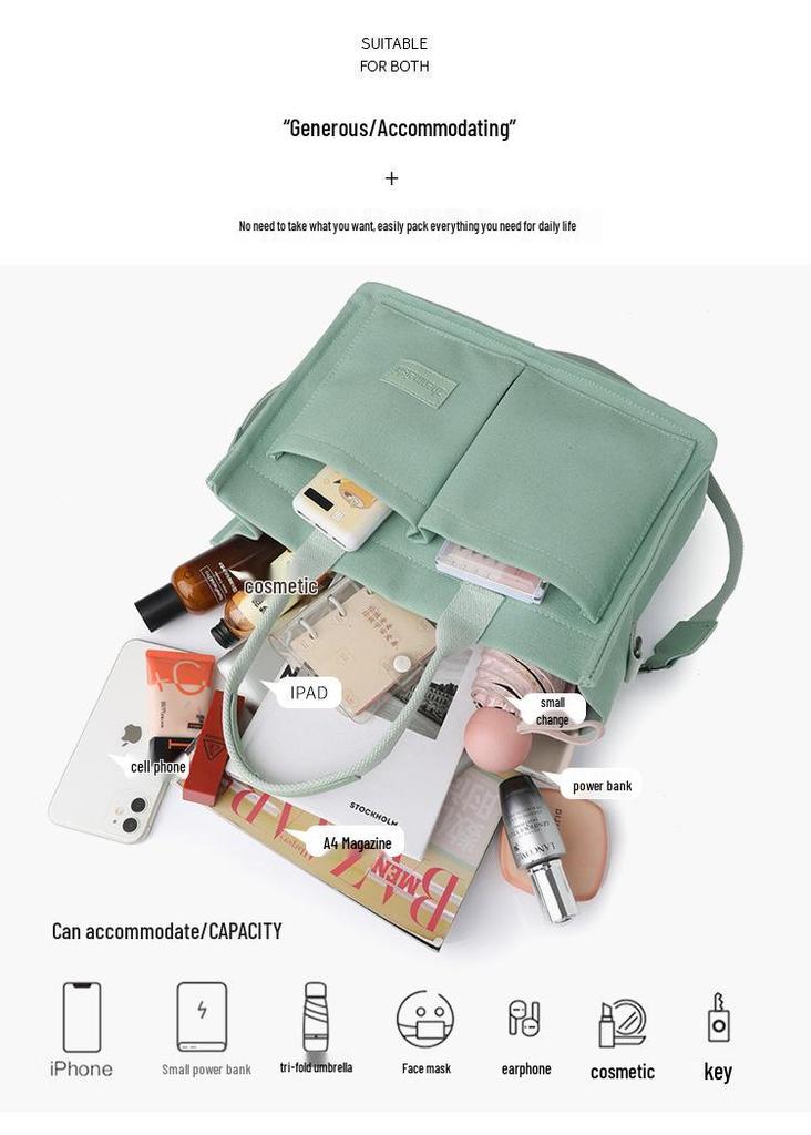 Japanese Minimalist Large-Capacity Crossbody Canvas Backpack & Versatile Tote Handbag.