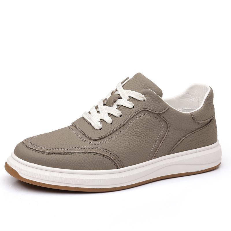 The First Layer of Cowhide Men's Casual Shoes, Genuine Leather Breathable Men's Small White Shoes, Board Shoes 2025 Autumn New Leather Shoes Me