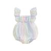 Citgeett Summer Infant Baby Girls Summer Bodysuit Fly Sleeve Tie-dye Print Bubble Bodysuit Clothes