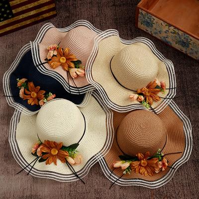 Versatile Hat Fashion Hat Trendy Big Brim Straw Hat Female Travel Flower Summer Sunscreen Hat Shade Beach Outdoor