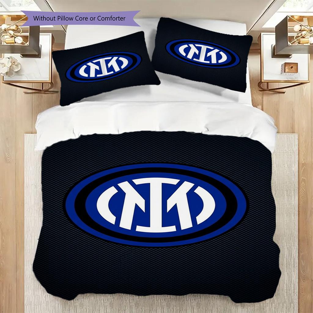 Emblema Inter Milan Sfondo Astratto Set da tre pezzi (1 * copripiumino + 2 * federa, senza nucleo) Copripiumino e federa Set biancheria da letto