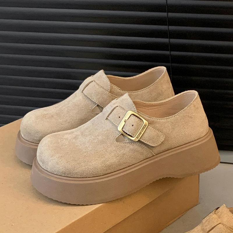 

Ретро маленькие лоферы одинарные туфли повседневные универсальные туфли Boken женские 2025 весна и осень новые на высокой платформе туфли Boken 40 хаки