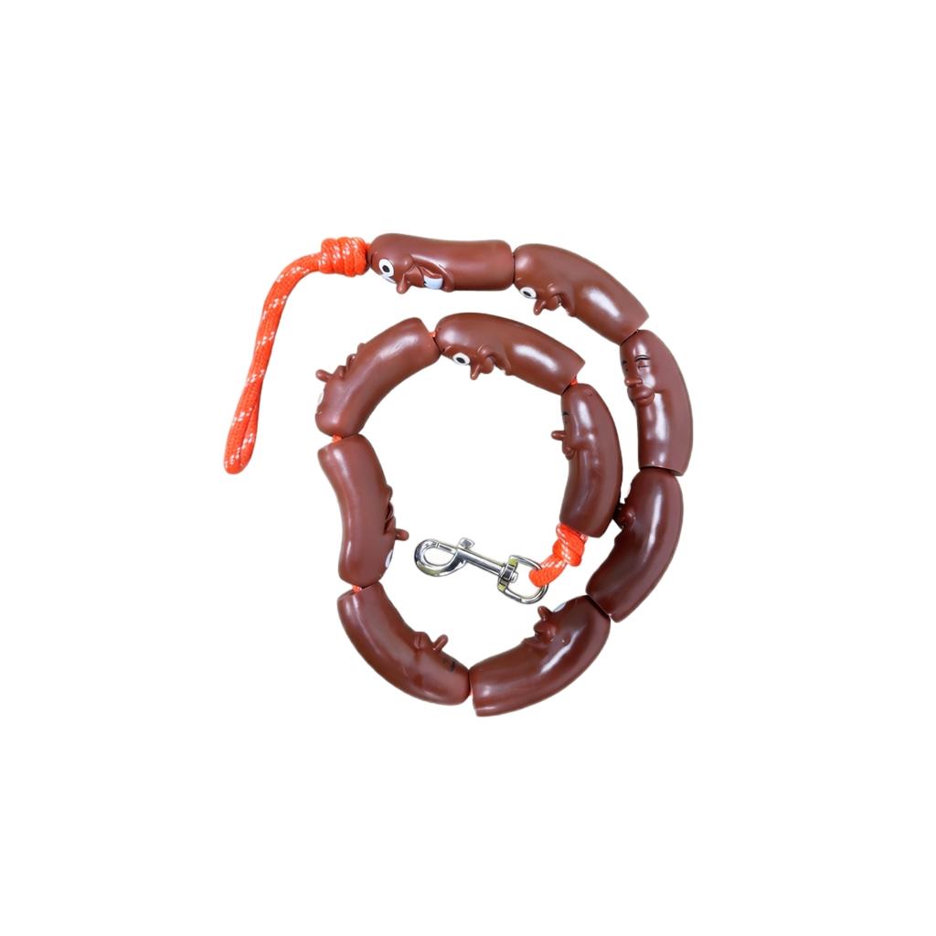 Novelty Sausage Dog Leash 10-Link Funny Dog Walking Leash for Pet Owners