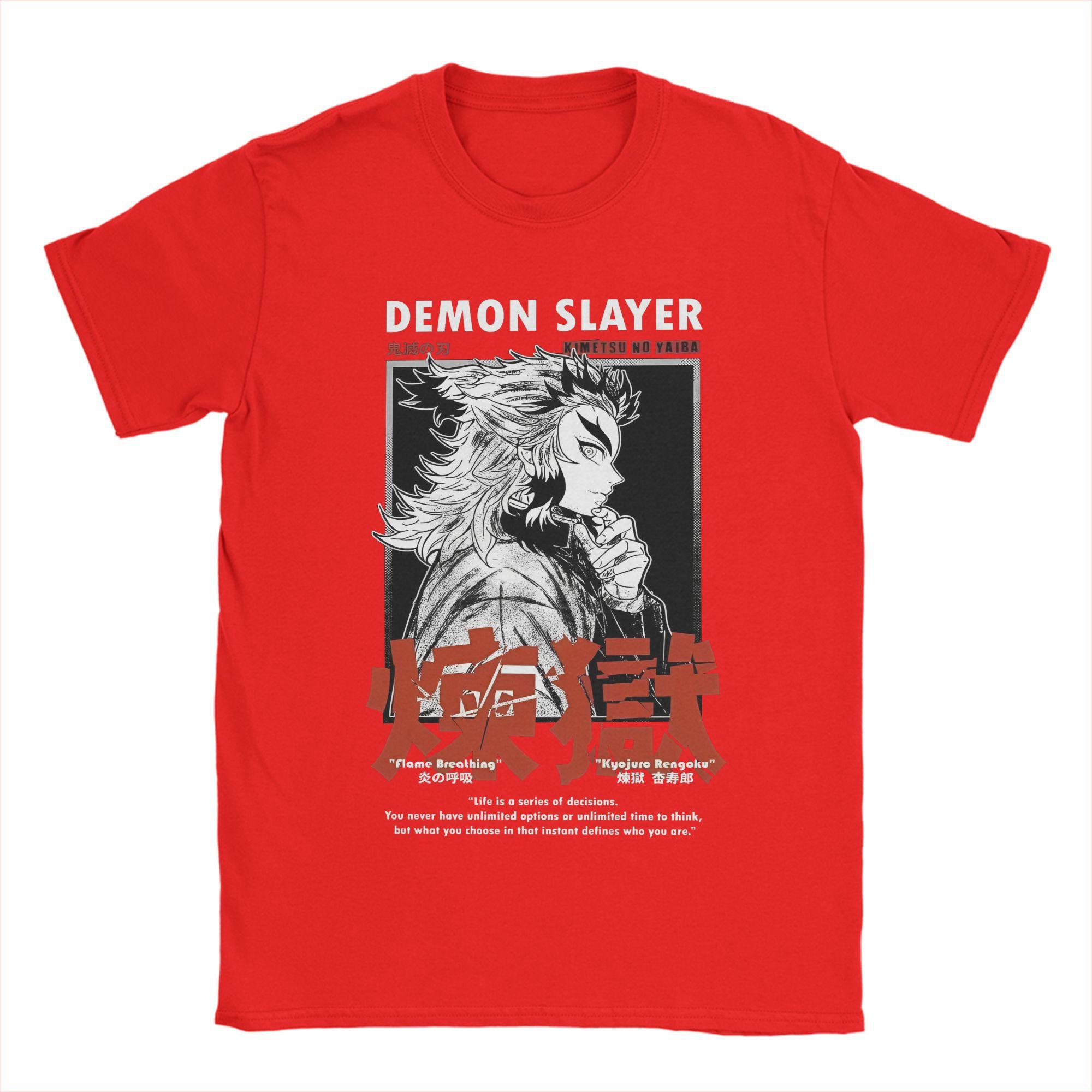 

Demon Slayer T Shirt Summer Rengoku kyojuro Hipster T-Shirts Man Cotton O Neck Oversized Clothes Short Sleeve Basic Tshirt S