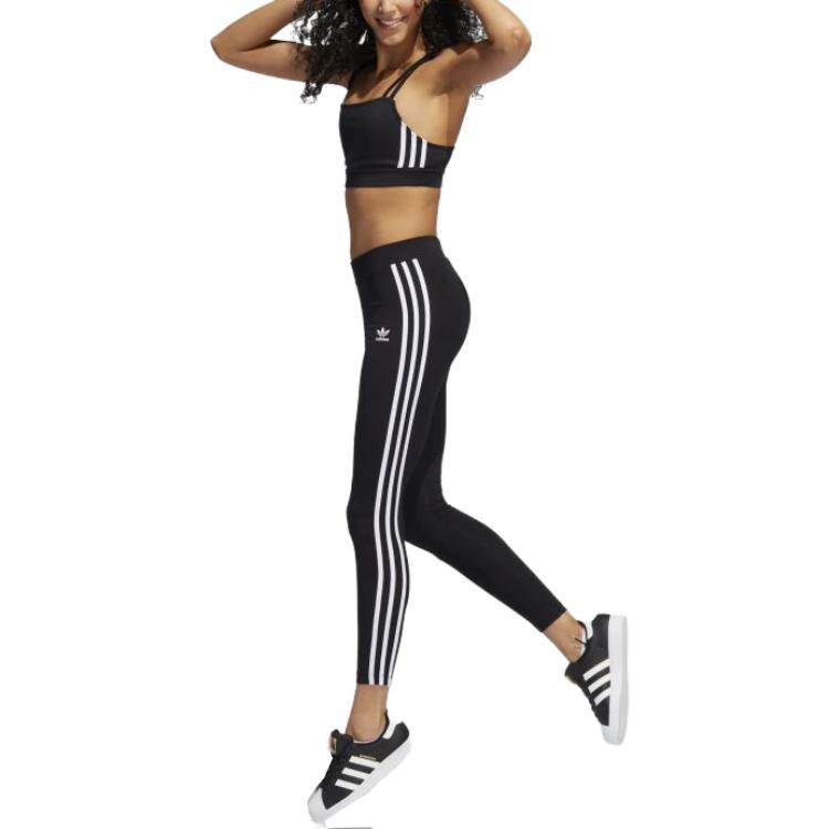 adidas Striped Slim Fit Casual Pants Women Bottoms Black HD2350-001