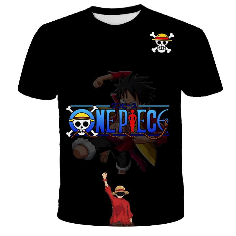 Wendy4 Anime One Piece Jongens T-shirt Cosplay Luffy Mannen Cartoon Korte mouw cool Top Jongen Losse herenkleding Casual T-shirt 160