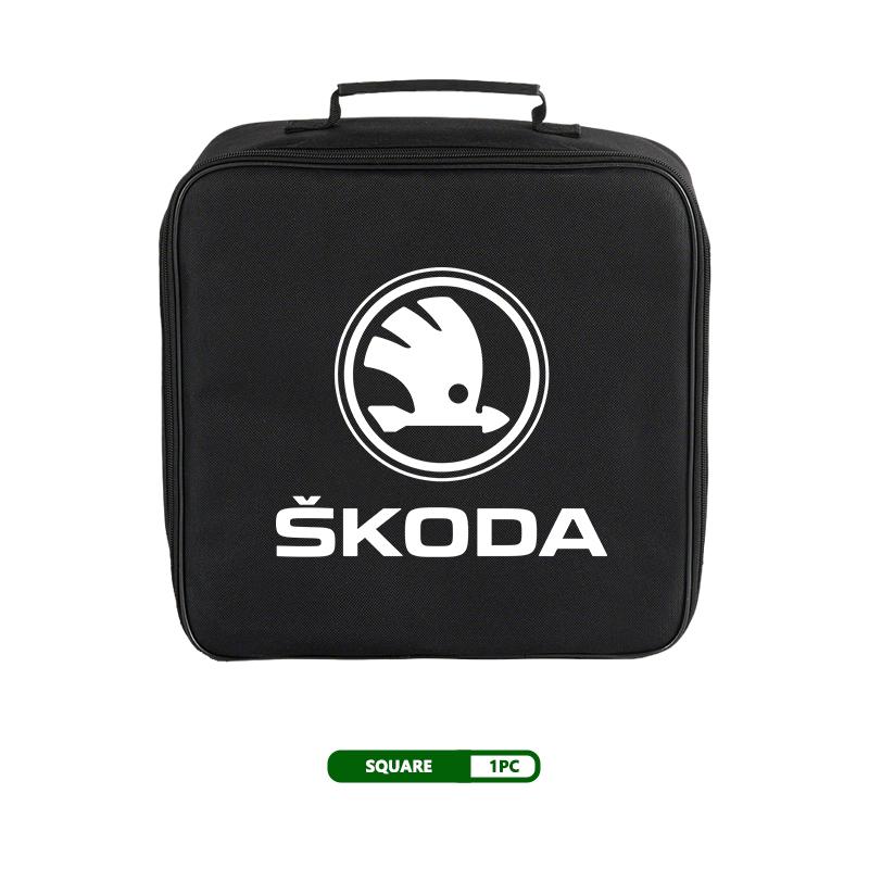 AES1 For Skoda Oxford Cloth Car Charge Cable Case Organiser Waterproof Charging Gun Storage Bag Kamiq Karoq Octavia 2 3 Rapid Scala
