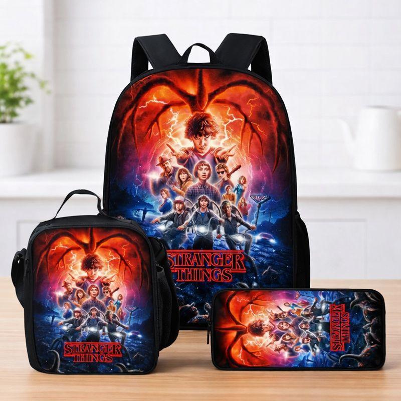 Strangertings Stranger Things Student School Bag Children'S Backpack Satchel Pencil Case