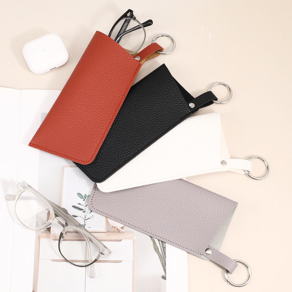 New Portable Retro Lychee Pattern PU Leather Glasses Bag Hanging Buckle Sunglasses Case Simple Glasses Storage Box Eyewear Case