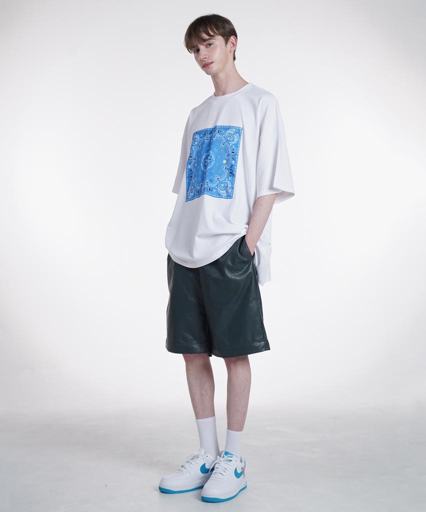 VERSE ONE Paisley Logo Bandana T-Shirts White/Navy