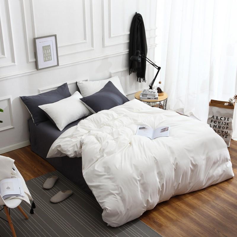 Soft Brushed Microfiber Bedding Set 4PCS Solid Color Minimalist Nordic Style Queen King Size