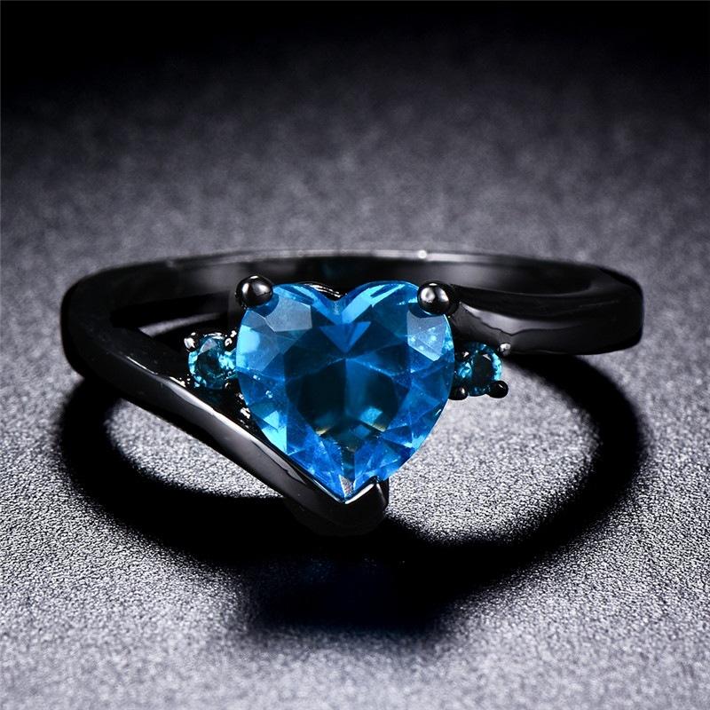 Temperament Black Gold Heart Love prsten pro ženy Marquise Banket Party prsten dárek k výročí