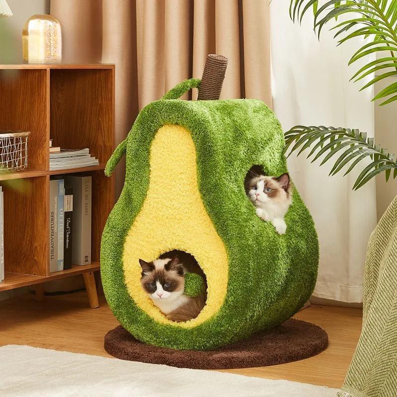 

All Seasons Cat Avocado Nest Closed Security Cute Climbing Frame Scratching Board Built-in Cat Bed авокадо